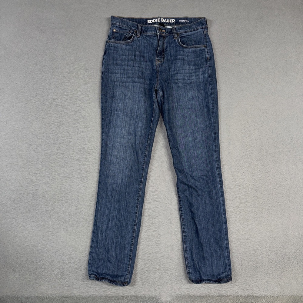 Eddie Bauer Jeans Womens 6 Blue Slim Boyfriend Distressed Denim Fleece Lined